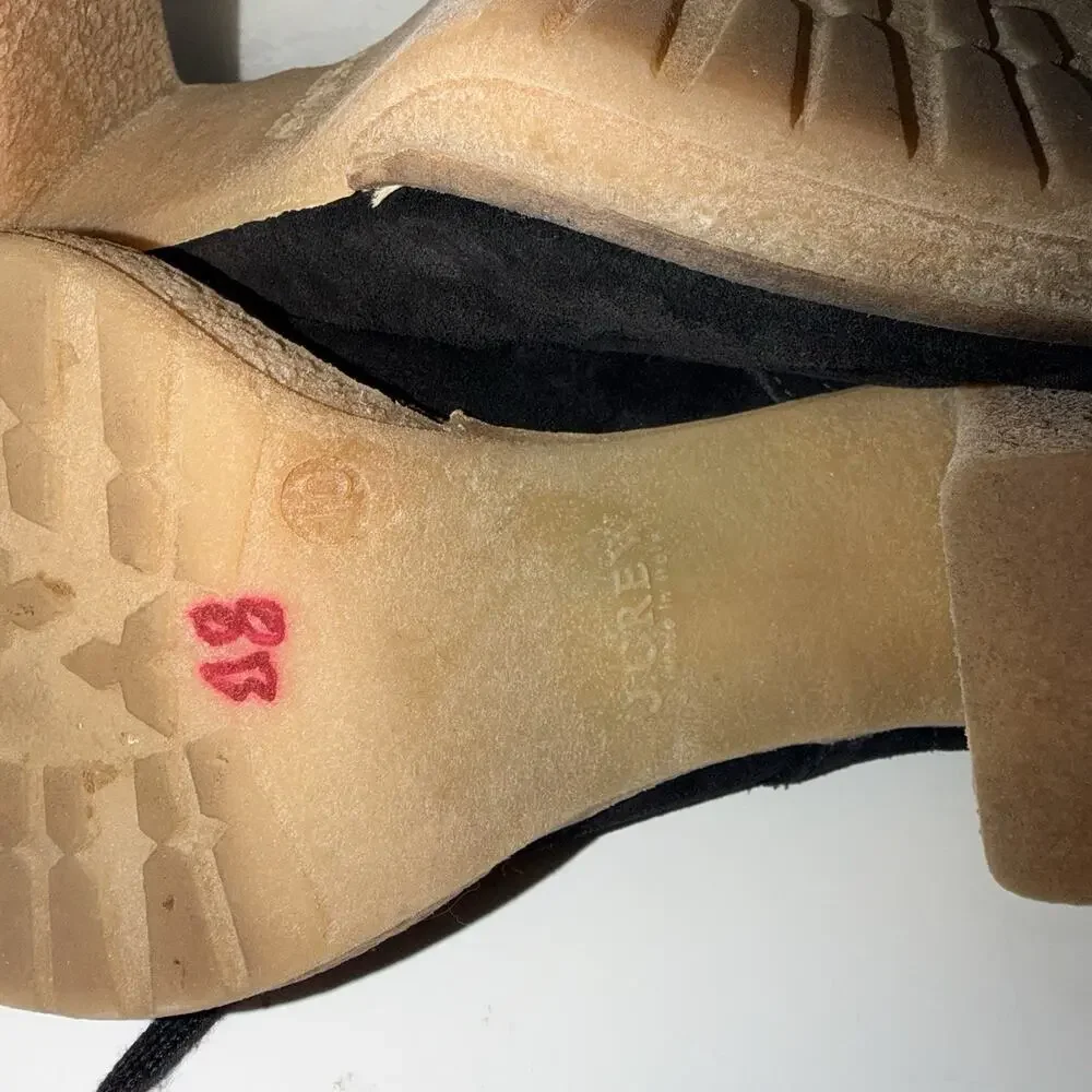 J.Crew Black Suede Lace-Up Block Heel Ankle Booties Sz 10 Chukka Desert Boot JB2